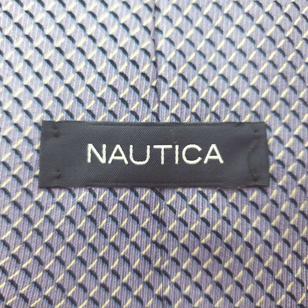 Nautica Nautica Blue Print Silk Tie Wide Geometric - image 3