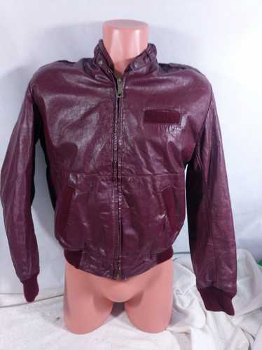 Vintage Vtg Maroon Leather Style Jacket Sz 44 Mexi