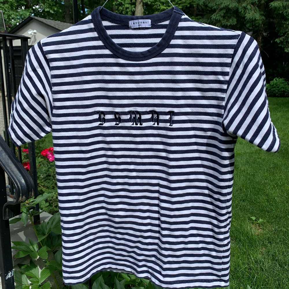 The Basement Striped Old English Logo T Shirt - image 1