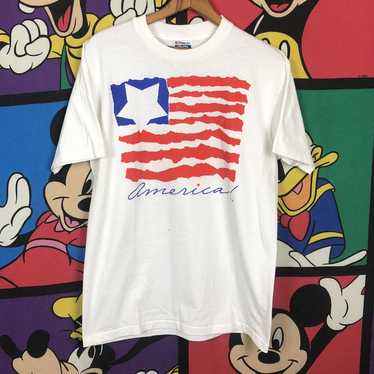 Hanes × Vintage VTG ‘84 America Art Promo T-shirt… - image 1