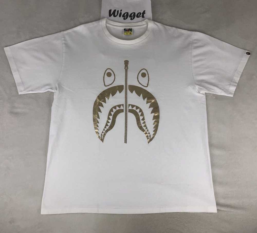 Bape Bape bathing ape shark gold foil tee white X… - image 1