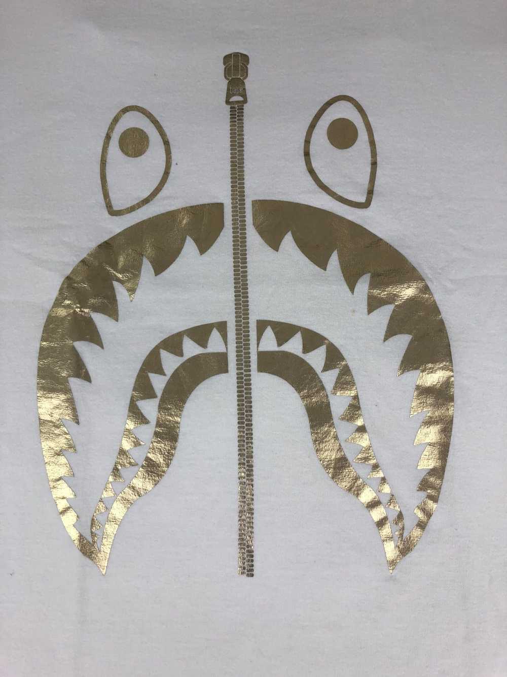 Bape Bape bathing ape shark gold foil tee white X… - image 3