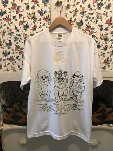 Hanes × Vintage Vintage 90s Dog on the beach T-shi