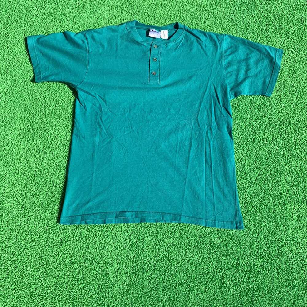 Hanes × Vintage 1980s Teal USA Hanes Activewear T… - image 1