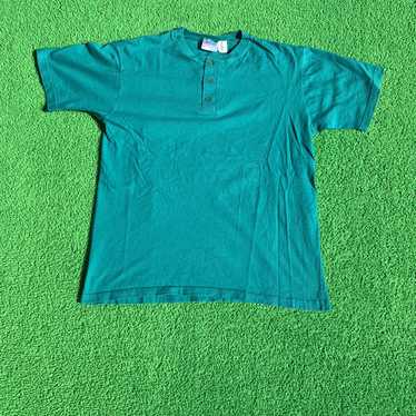 Hanes × Vintage 1980s Teal USA Hanes Activewear T… - image 1