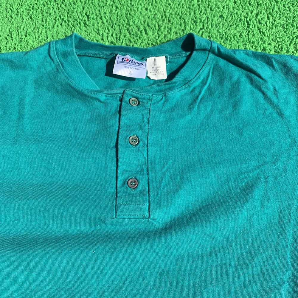 Hanes × Vintage 1980s Teal USA Hanes Activewear T… - image 2