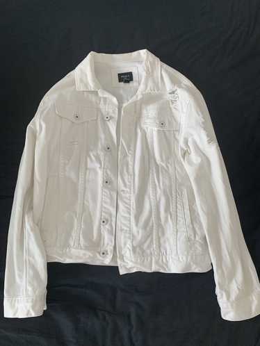 Forever 21 Lightly Distressed White Denim Jacket