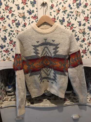 Vintage Vintage 70s Native American Print knit Sw… - image 1