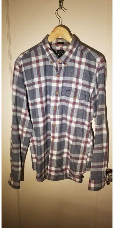 J.Crew Gray and Red Plaid Brushed Twill Shirt