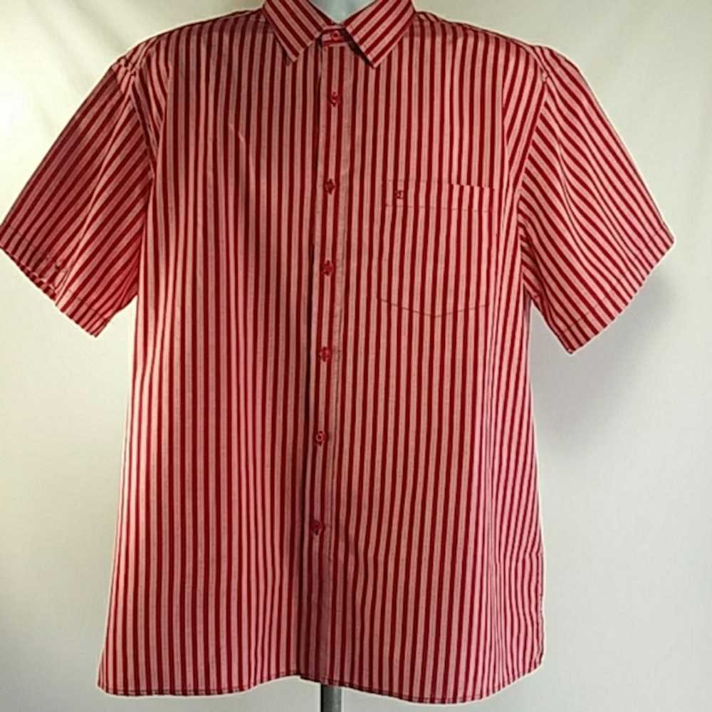 Oleg Cassini Oleg Cassini Red Rose Striped Shirt - image 1