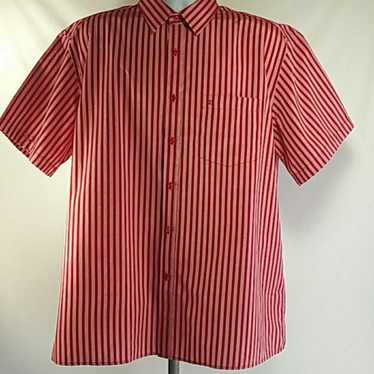 Oleg Cassini Oleg Cassini Red Rose Striped Shirt - image 1