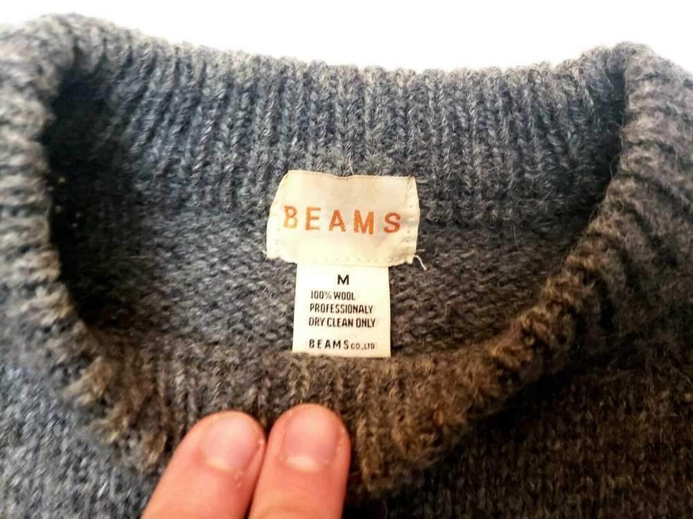 Beams Plus Beams 100% Wool Gray Crew neck Sweater… - image 3