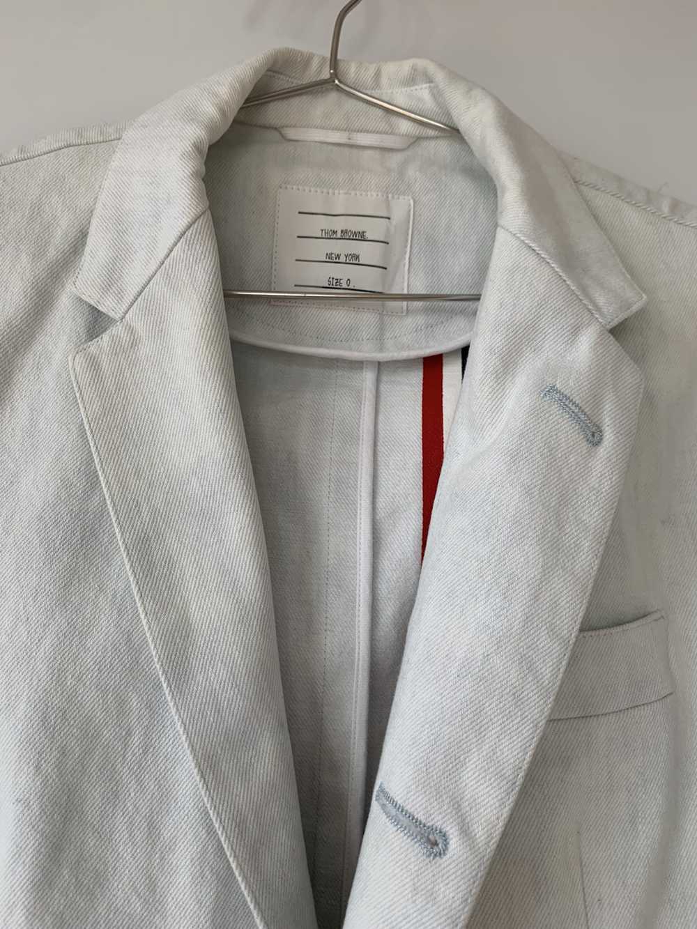 Thom Browne White Washed Denim Blazer - image 2