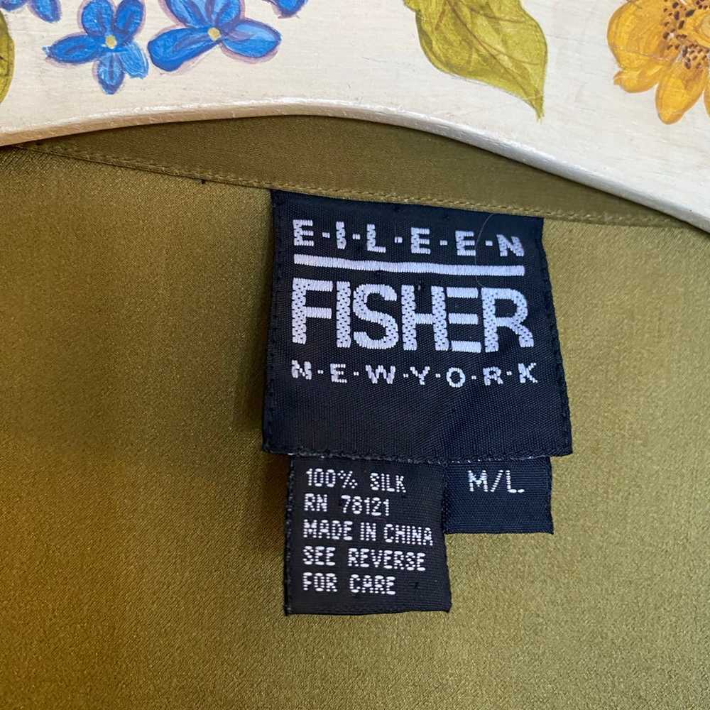Vintage 90s Eileen fisher 100% silk green olive r… - image 2