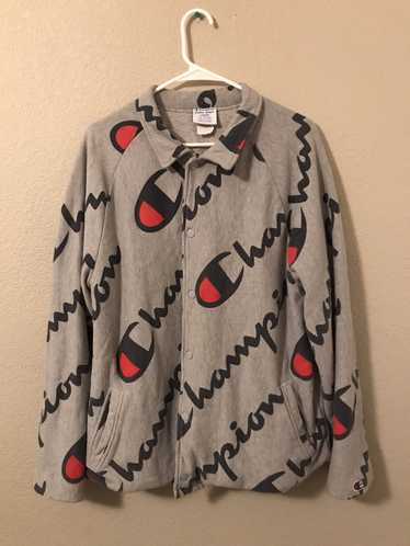 Champion all over script 2025 sweatshirt