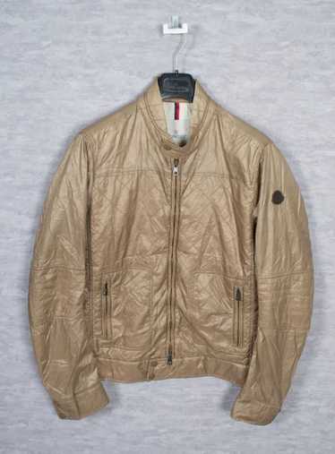 Moncler BROWN LIGHTWEIGHT JACKET WITH LEATHER BADG