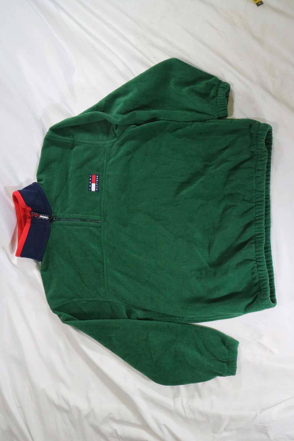 Tommy Hilfiger VTG TOMMY HILFIGER Green Fleece Pu… - image 1