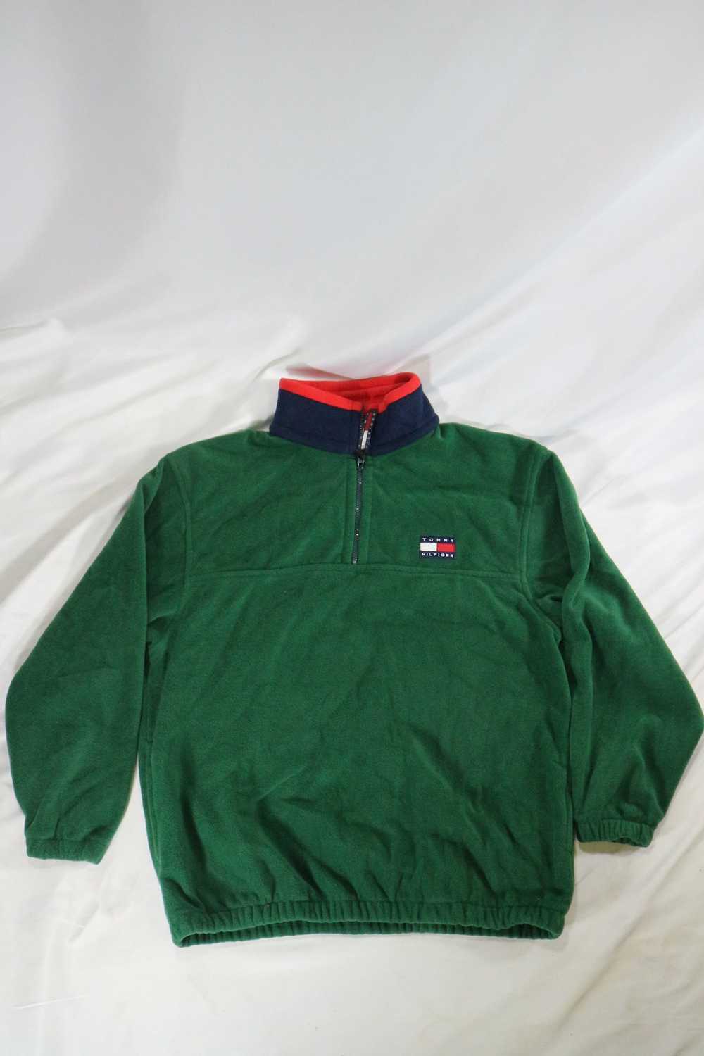 Tommy Hilfiger VTG TOMMY HILFIGER Green Fleece Pu… - image 2