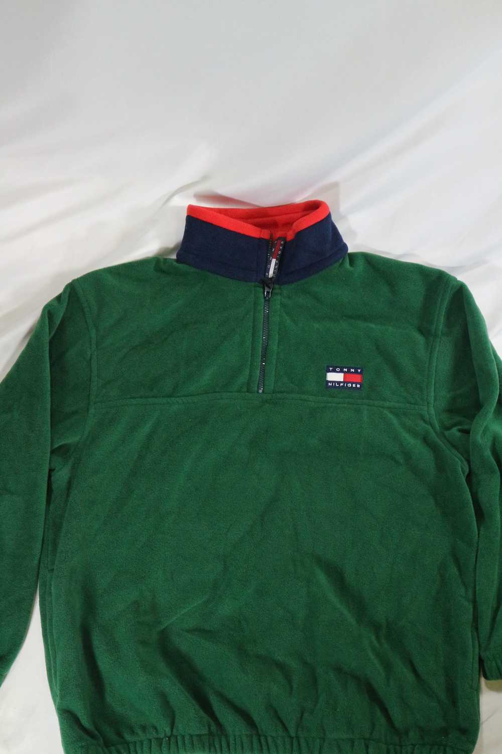 Tommy Hilfiger VTG TOMMY HILFIGER Green Fleece Pu… - image 3