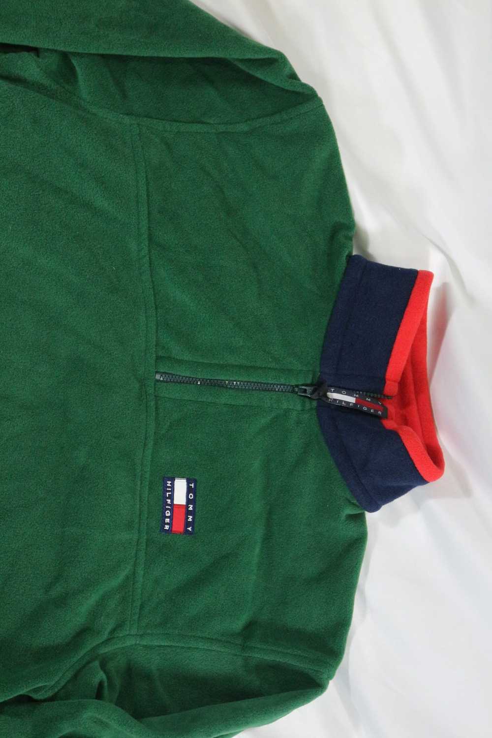 Tommy Hilfiger VTG TOMMY HILFIGER Green Fleece Pu… - image 4