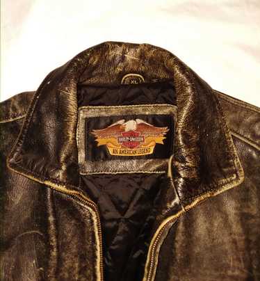 Vintage popular 90s Embossed Leather Harley Davidson 90 Years Denim USA Jacket Size XL