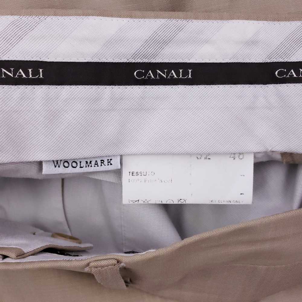 Canali Canali Tan Pants 30x24 Beige Flat Front Wo… - image 4