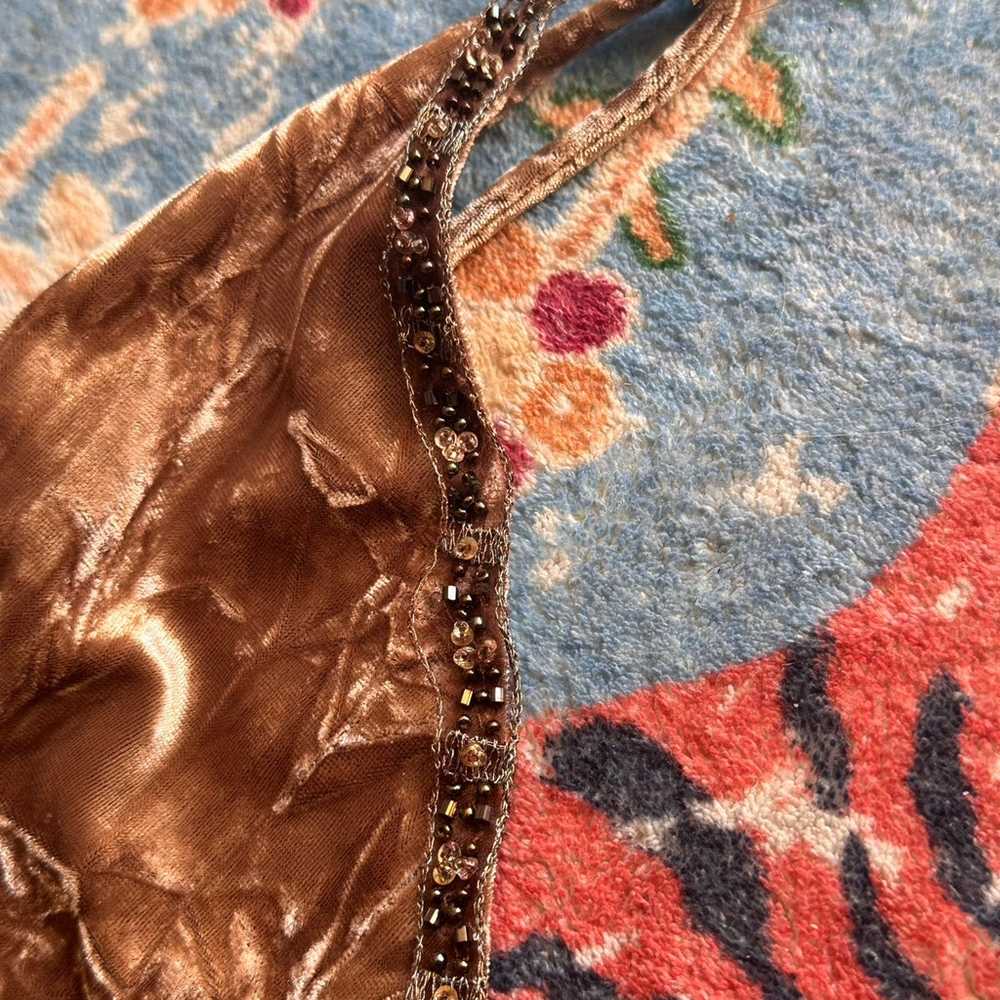 Vintage crushed velvet bronzy beaded dress - image 3