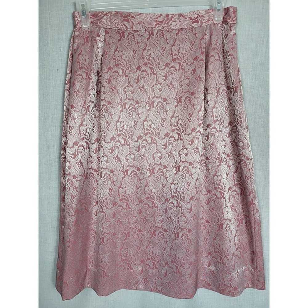 Vtg 80s Pink Floral Dress Skirt 2-piece Handmade … - image 3