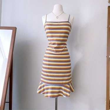 Retro Ribbed Colorful Dress - image 1