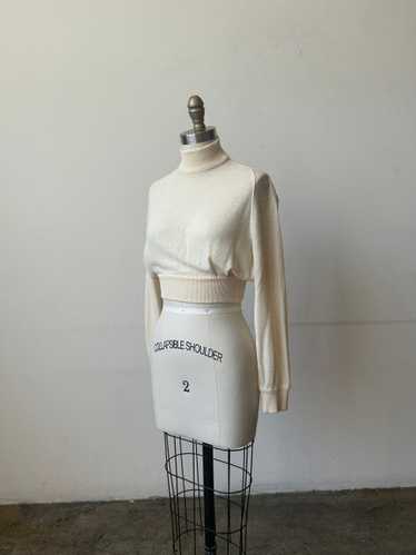 alaia ivory wool cropped sweater - image 1