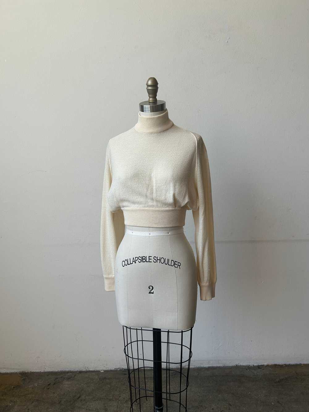 alaia ivory wool cropped sweater - image 2