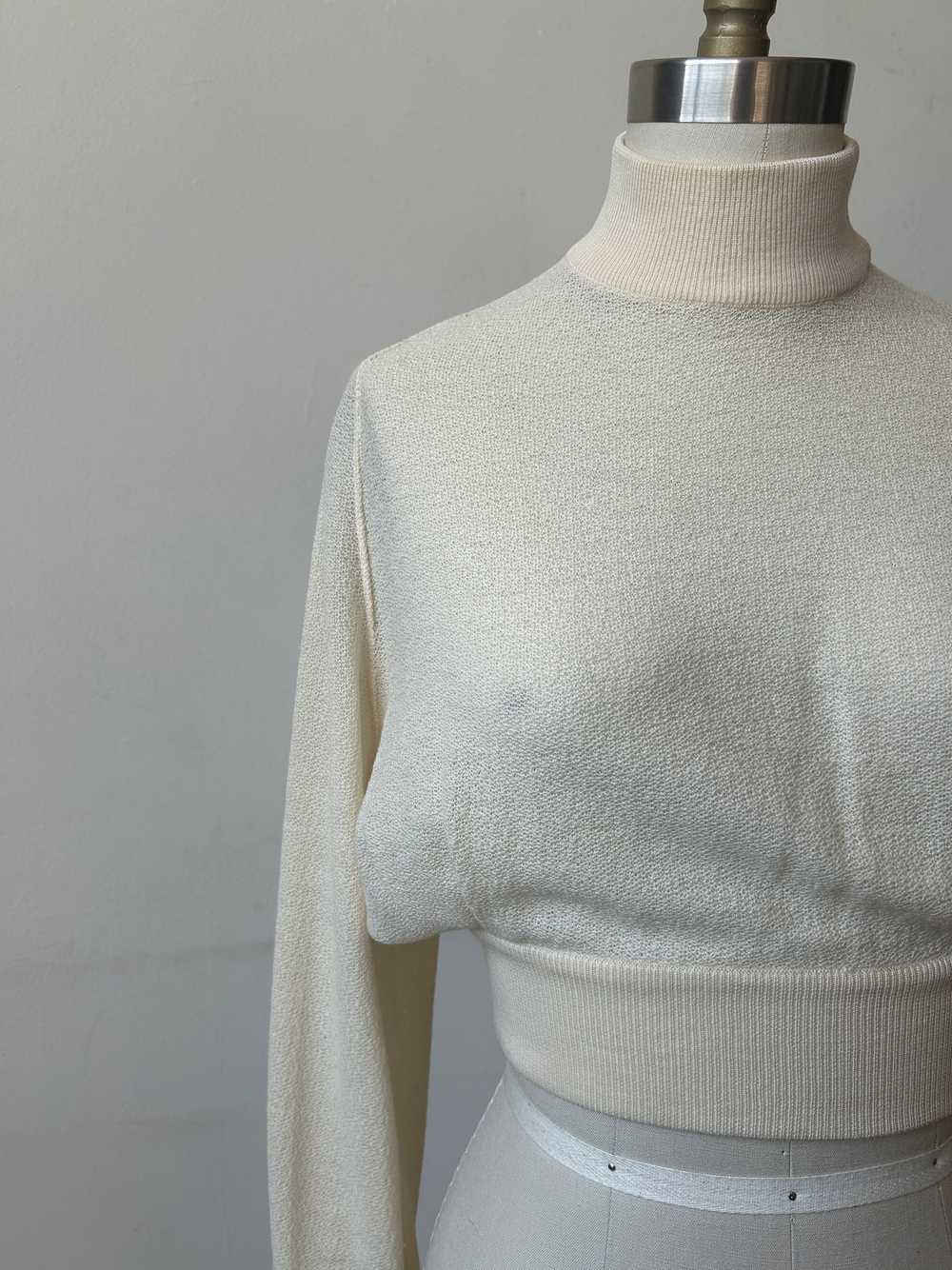 alaia ivory wool cropped sweater - image 4
