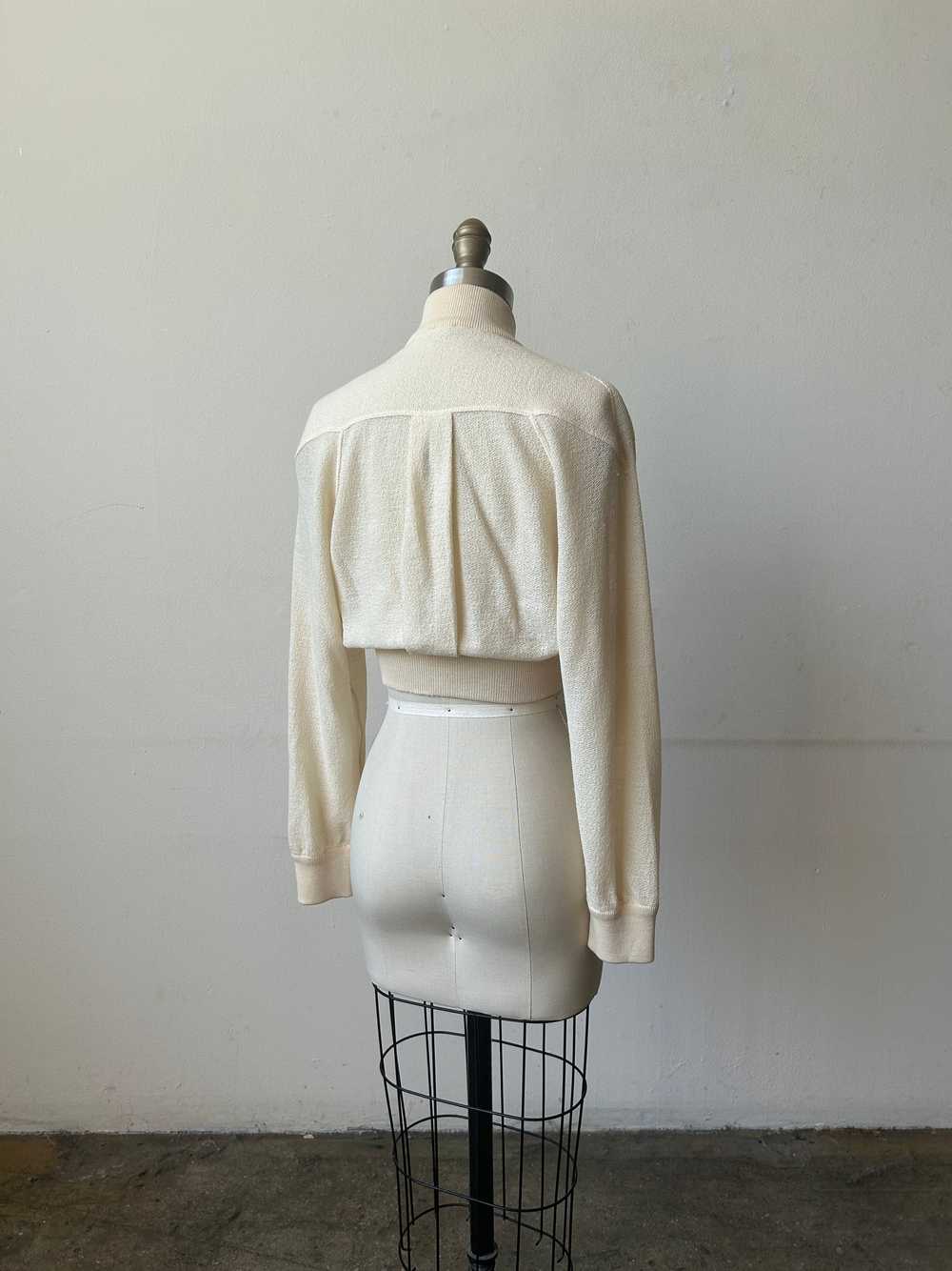 alaia ivory wool cropped sweater - image 5