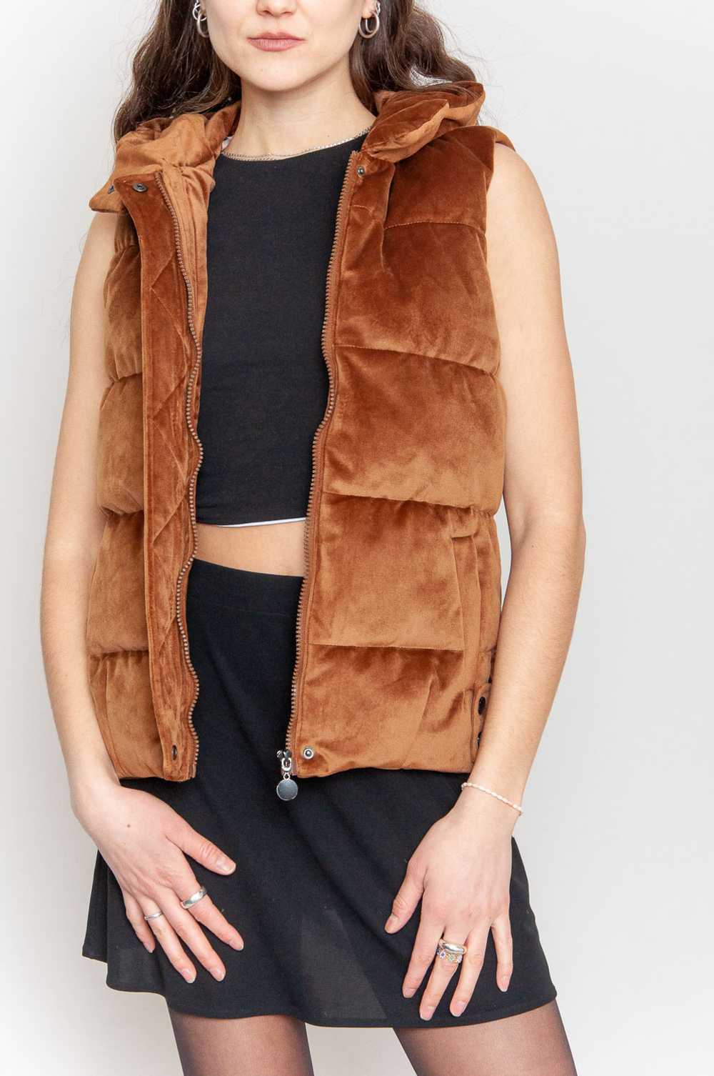 Velvet puffer vest Brown Unicolored - image 2