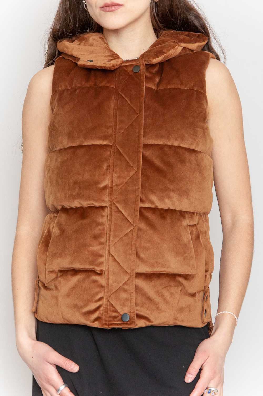 Velvet puffer vest Brown Unicolored - image 4