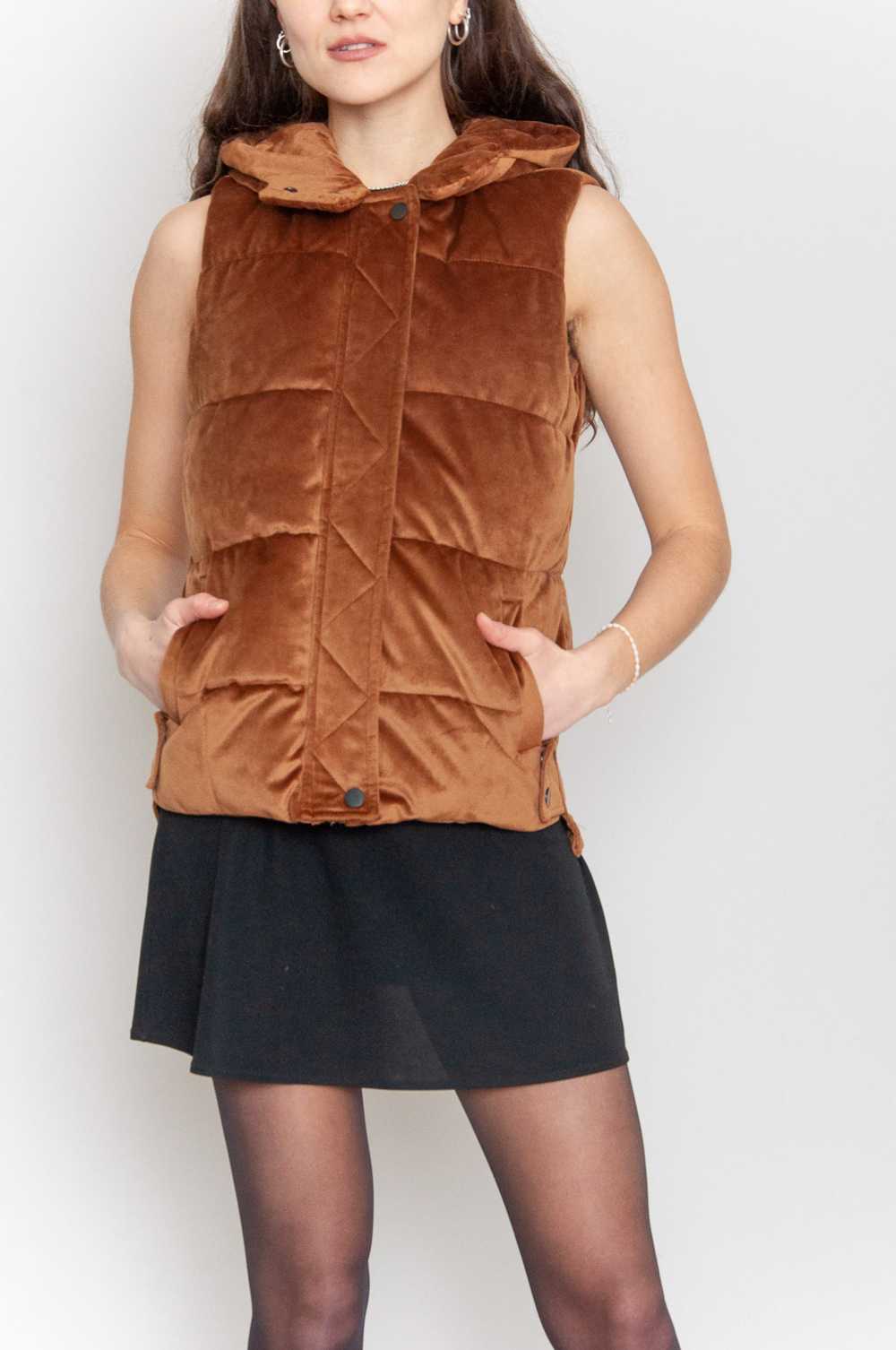 Velvet puffer vest Brown Unicolored - image 5