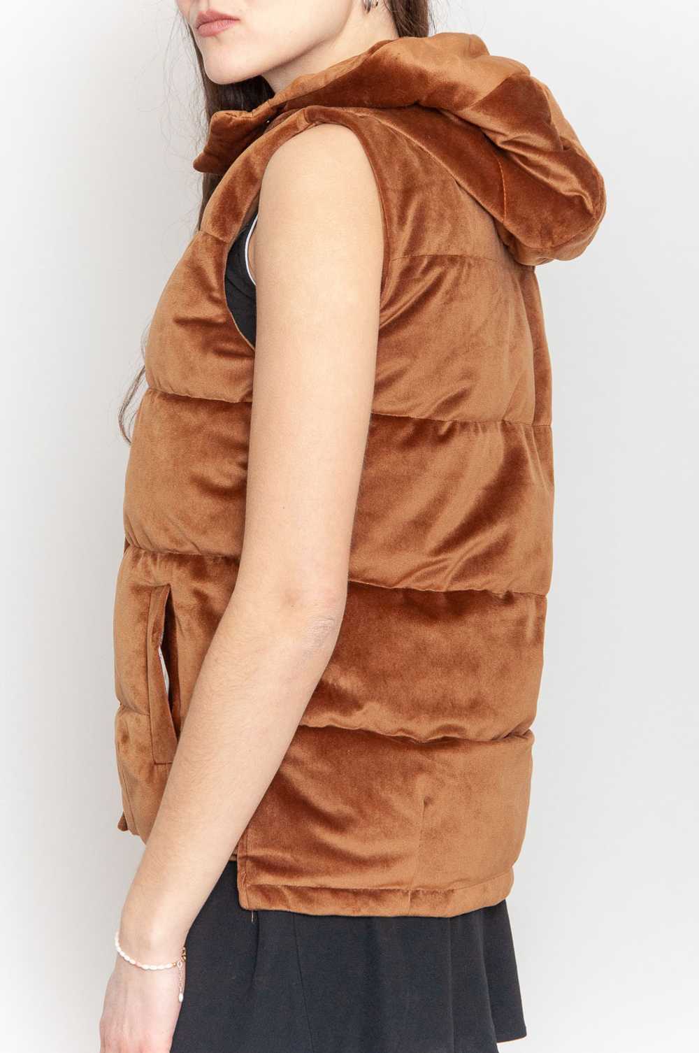 Velvet puffer vest Brown Unicolored - image 6