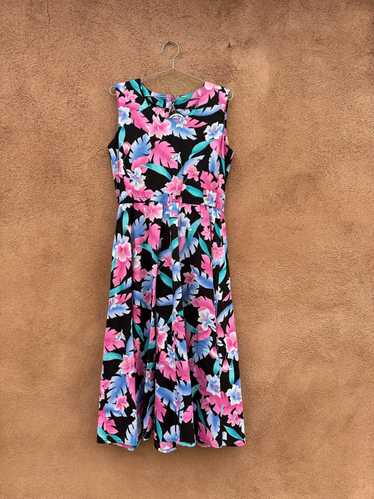 Black, Pink, & Blue Island Dress - Sleeveless