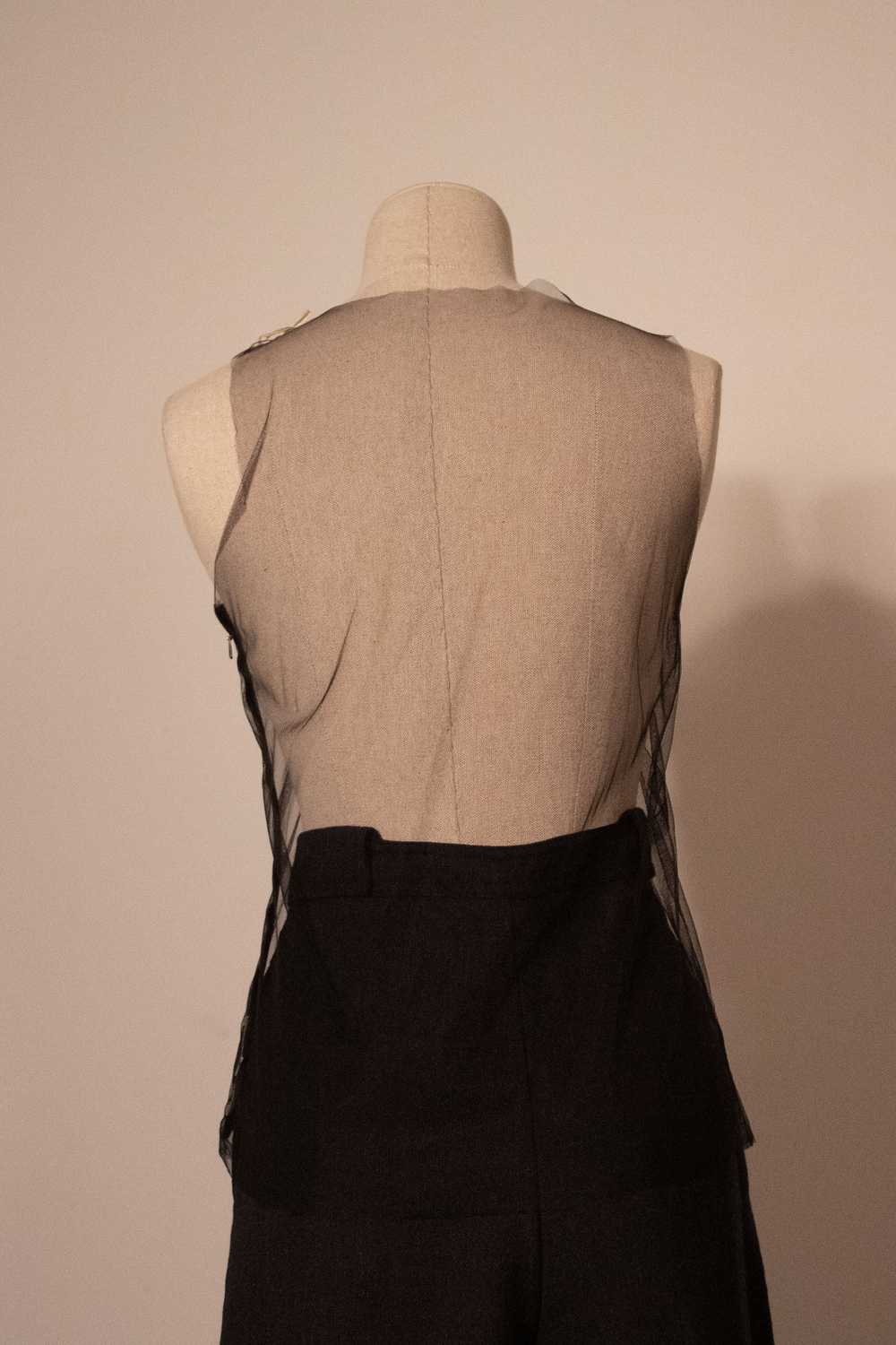 Rodarte black sheer mesh straw detail tank - image 3