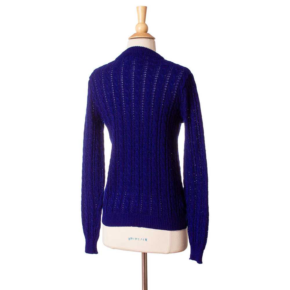 1970s-1980s Navy Blue Cable Knit Cardigan - image 2