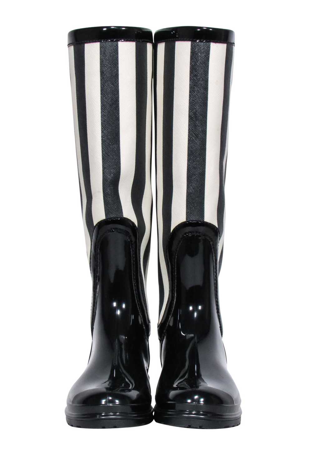 Dolce & Gabbana - Black & Cream Striped Rain Boot… - image 2
