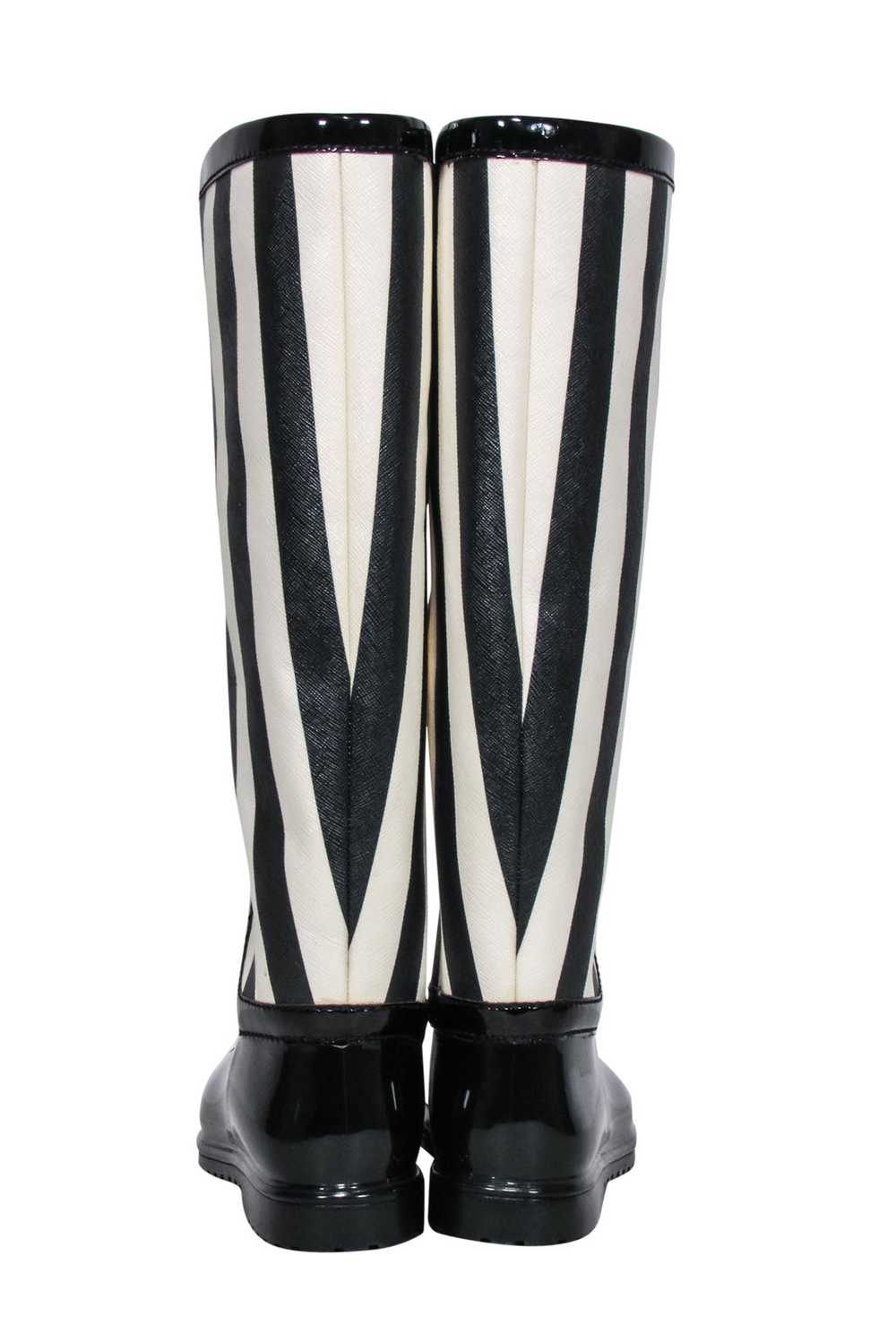 Dolce & Gabbana - Black & Cream Striped Rain Boot… - image 4