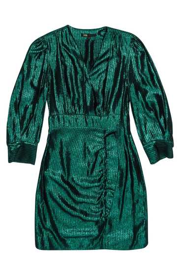 Maje - Green Metallic Long Sleeve Dress Sz 2