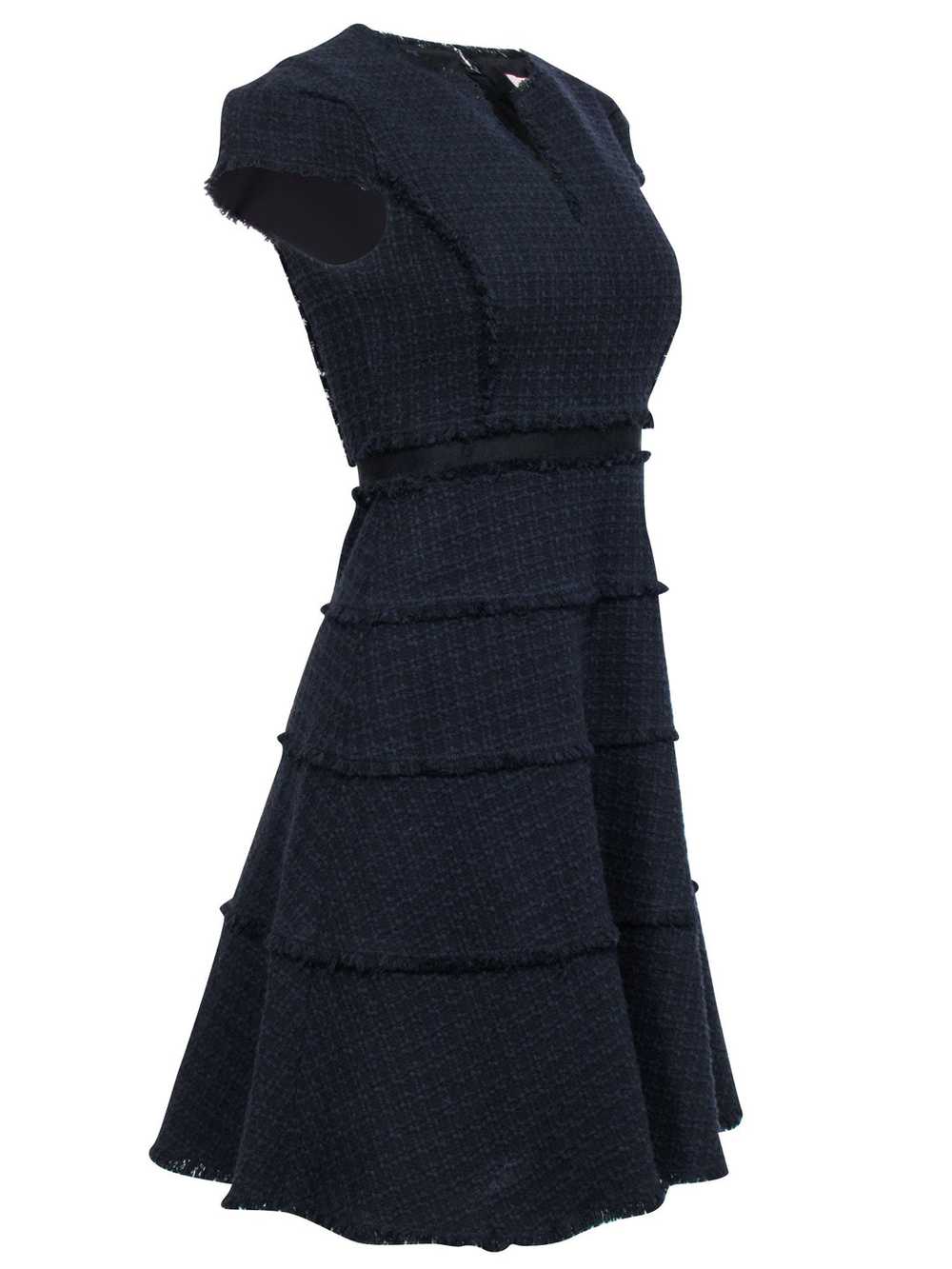 Rebecca Taylor - Navy & Black Tweed Cap Sleeve Fi… - image 2