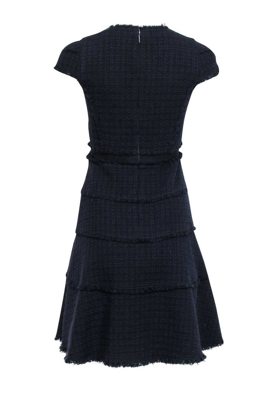 Rebecca Taylor - Navy & Black Tweed Cap Sleeve Fi… - image 3