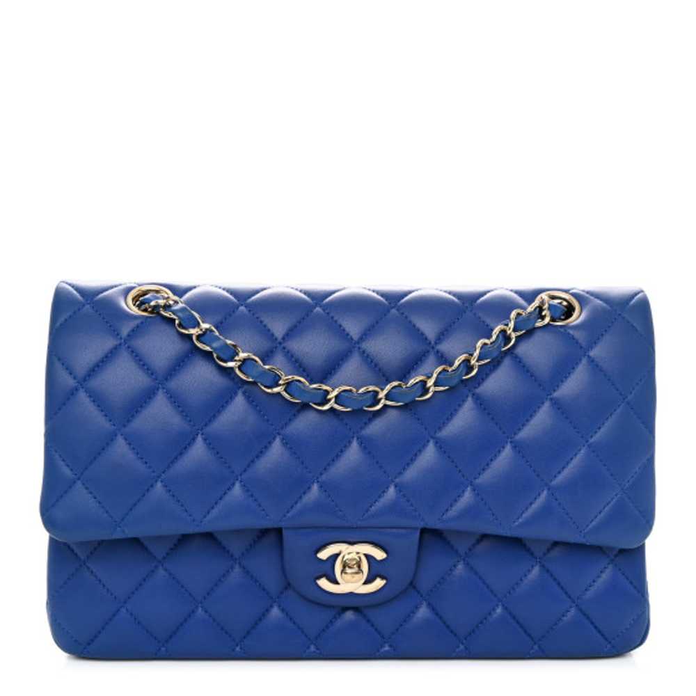 CHANEL Lambskin Quilted Medium Double Flap Blue - image 1