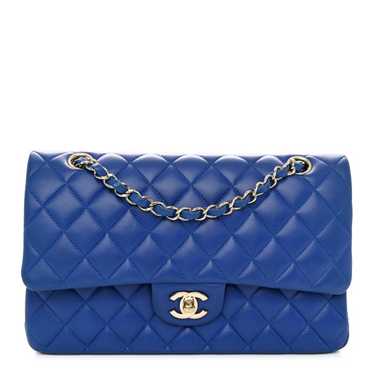 CHANEL Lambskin Quilted Medium Double Flap Blue - image 1
