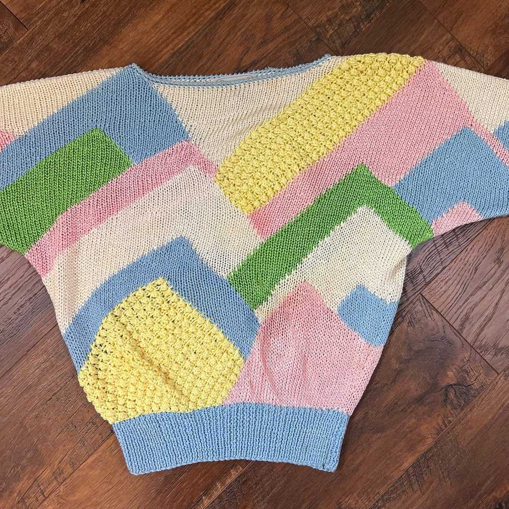 Vintage Nannell Pastel Colored Hand Knit Sweater … - image 6