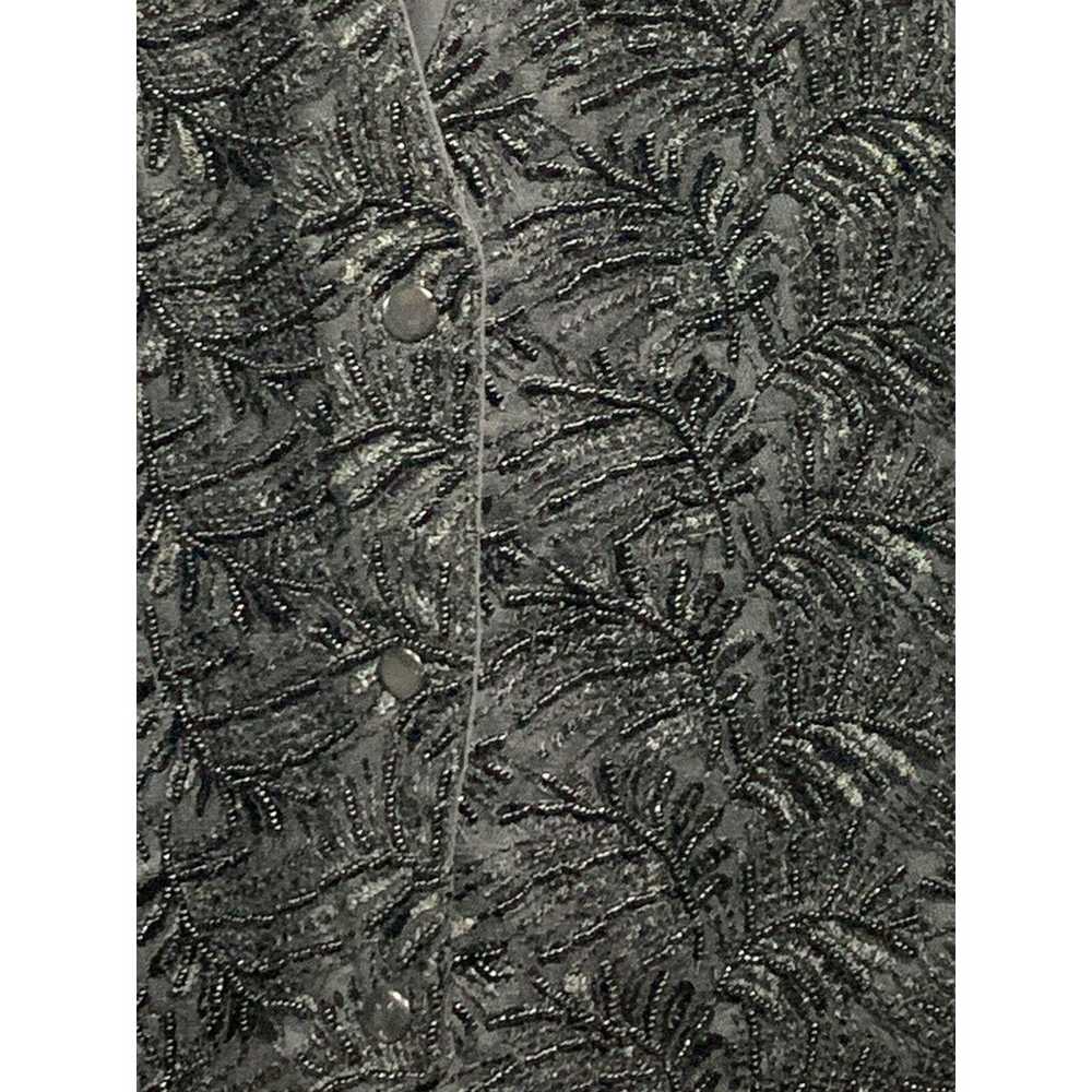 Black Handmade Beaded vintage Lace Snap vest Smal… - image 4