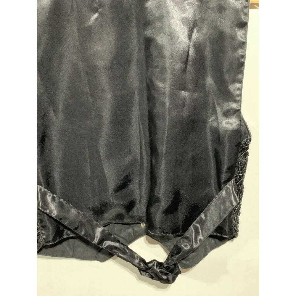 Black Handmade Beaded vintage Lace Snap vest Smal… - image 6